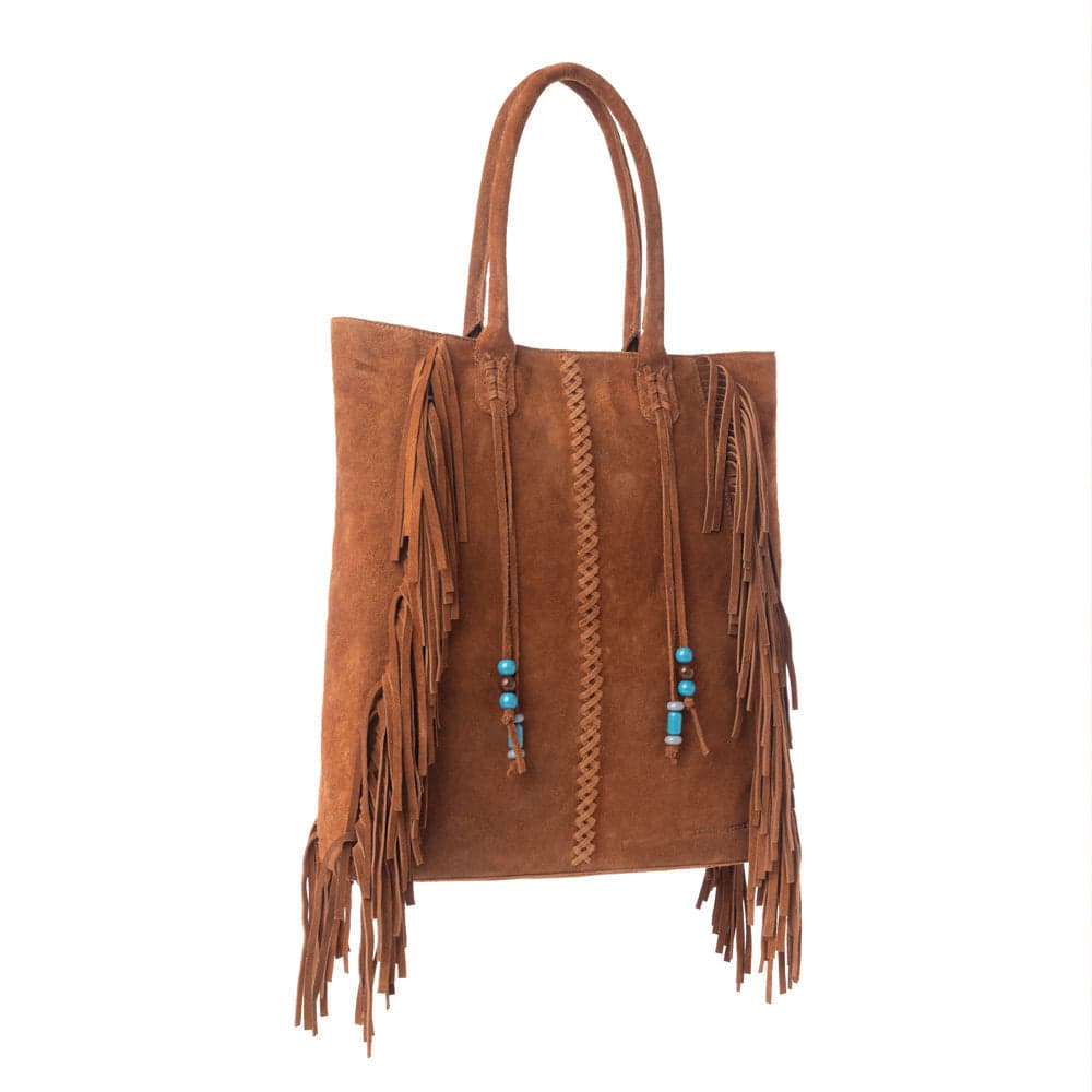 Myra Yellowstone Desert Creek Fringed Suede Leather Concealed Carry Bag in Sand Brown - Sand Brown - Thumbnail 2