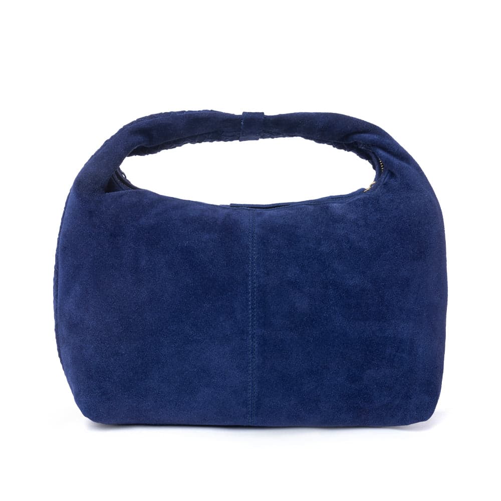 Myra Saddle Weave Genuine Suede Leather Bag in Royal Blue - Royal Blue - Thumbnail 3
