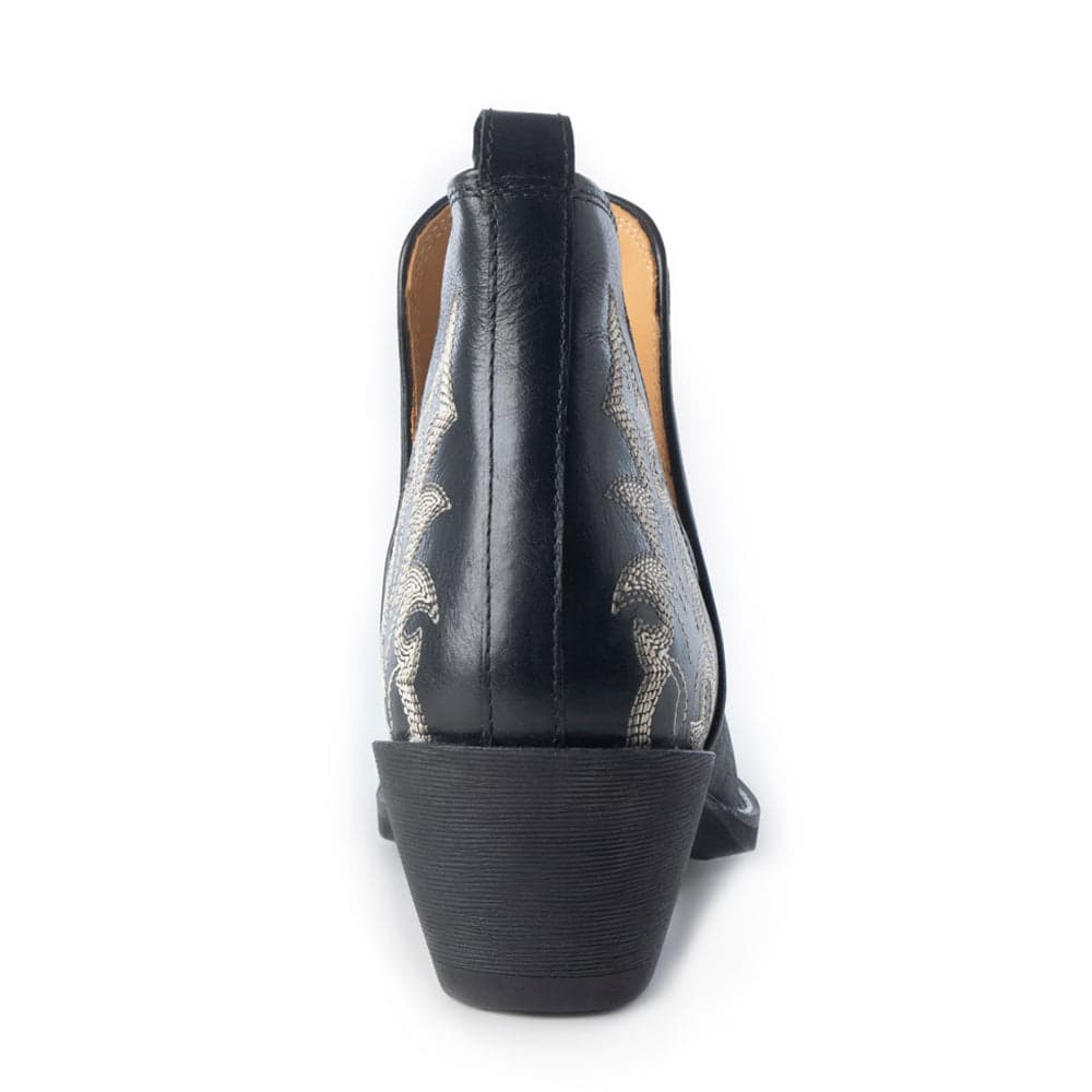 Myra Tempest Embroidered Cowgirl Booties in Onyx for Women in Genuine Leather with Snip Toe - Onyx / 6 - Thumbnail 5