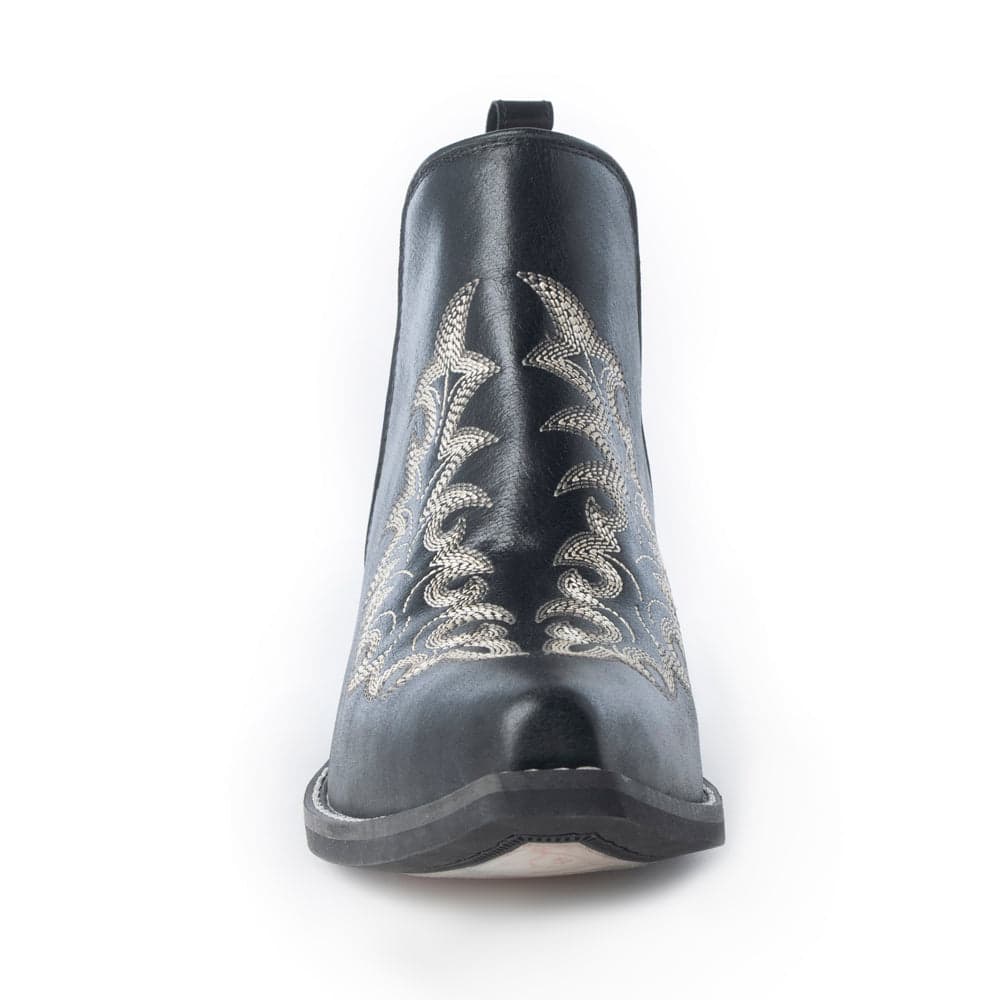 Myra Tempest Embroidered Cowgirl Booties in Onyx for Women in Genuine Leather with Snip Toe - Onyx / 6 - Thumbnail 4