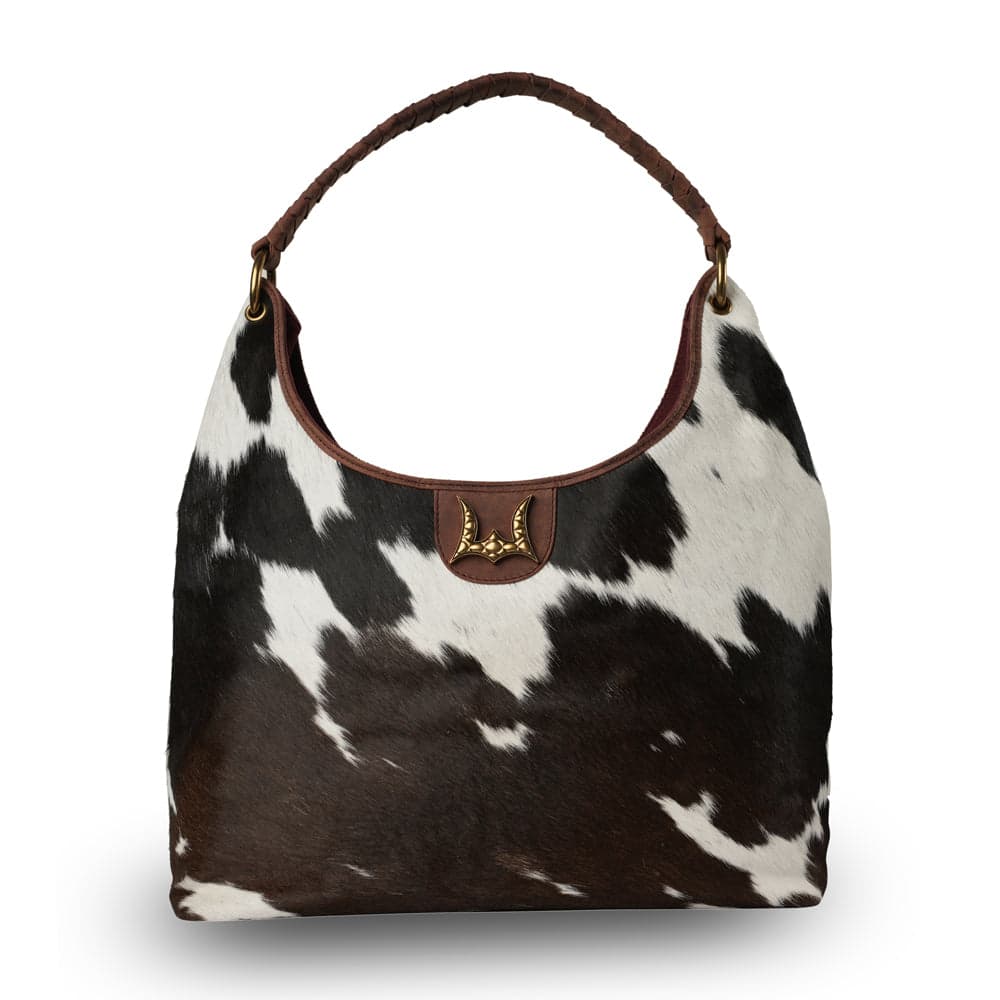 LW Large Purse - Black & White Cowhide With Oiled Ruby Leather - Black & White
