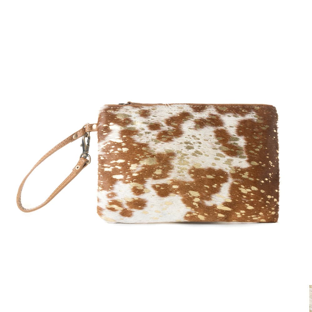 Myra Stardust Pony Western Pouch for Women in brown with foil hairon detail - Brown