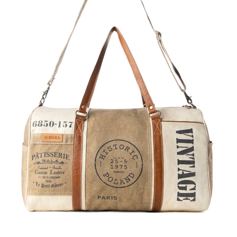 Myra Wandermark Vintage Traveller Bag in olive with leather detail - Olive