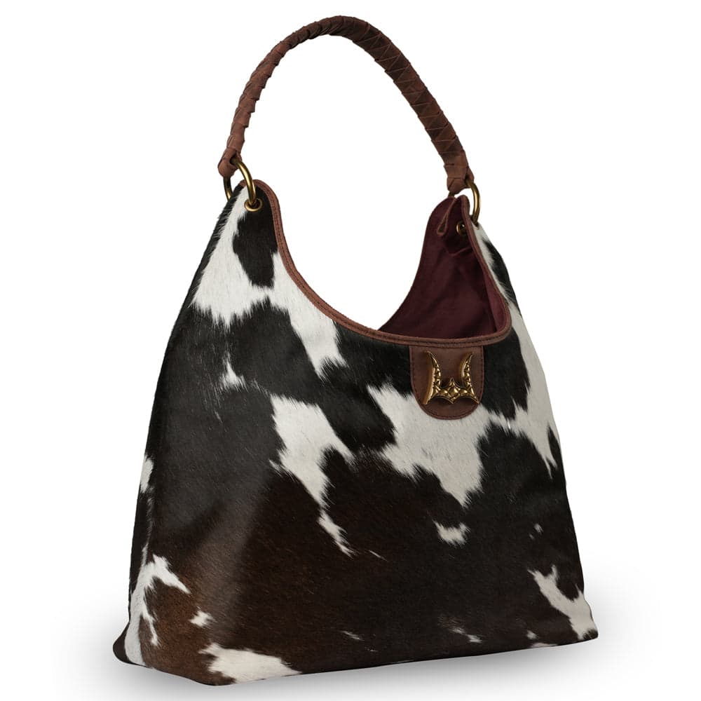 LW Large Purse - Black & White Cowhide With Oiled Ruby Leather - Black & White - Thumbnail 2