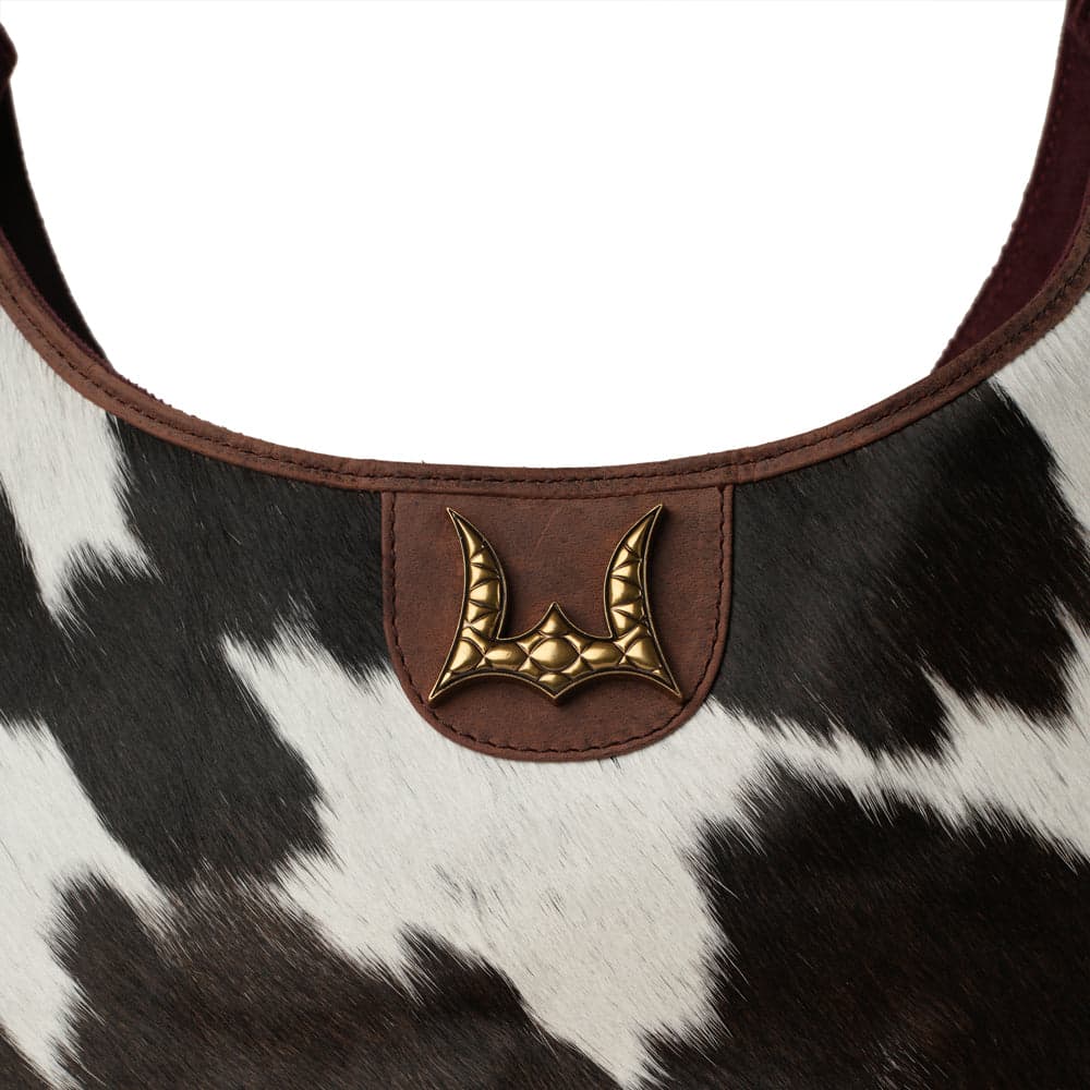 LW Large Purse - Black & White Cowhide With Oiled Ruby Leather - Black & White - Thumbnail 3
