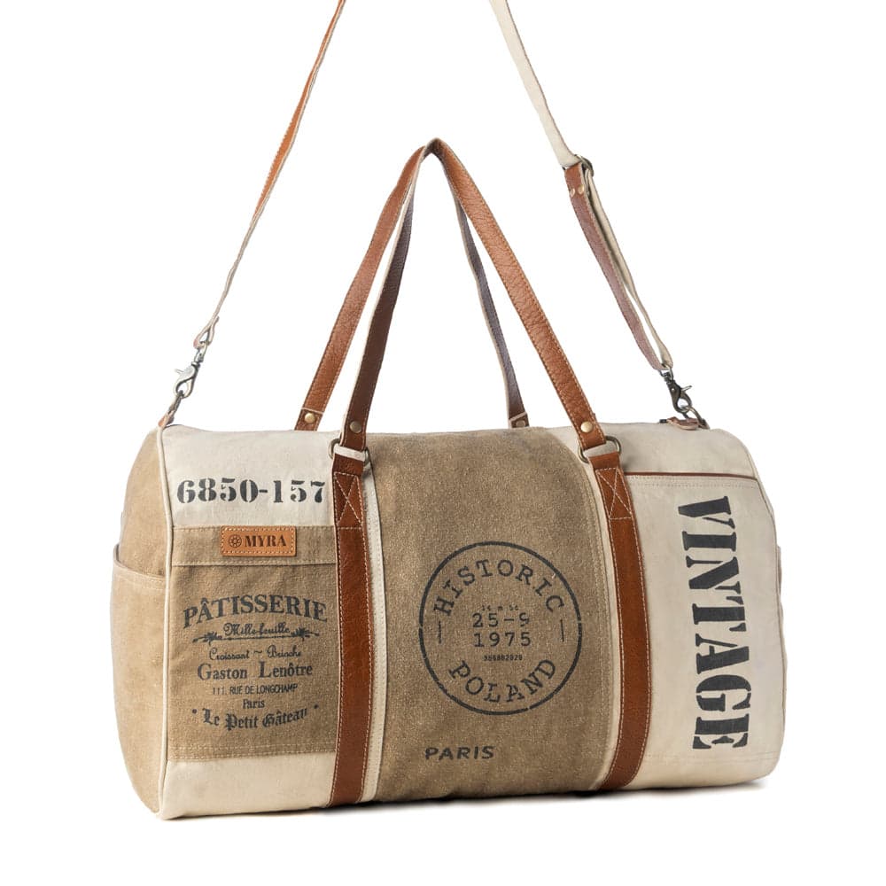 Myra Wandermark Vintage Traveller Bag in olive with leather detail - Olive - Thumbnail 2