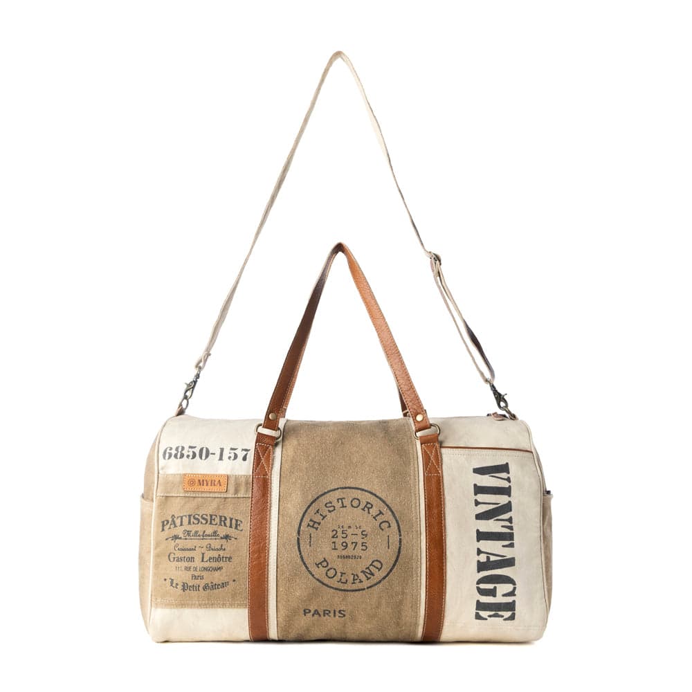 Myra Wandermark Vintage Traveller Bag in olive with leather detail - Olive - Thumbnail 4