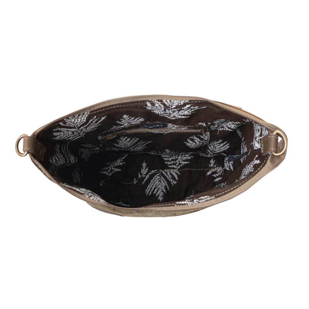 Myra Wild Paisley upcycled canvas concealed Carry Bag for Women in olive with vintage print - Olive - Thumbnail 5