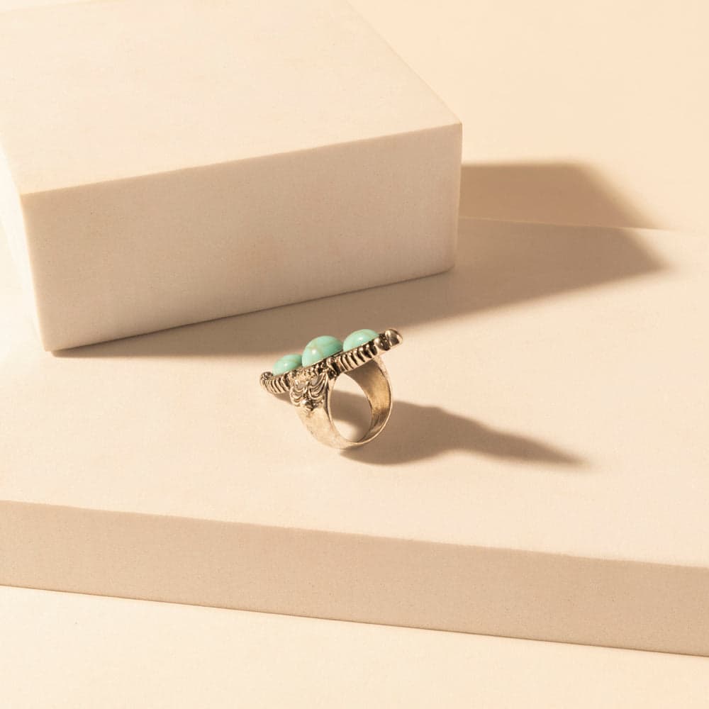 Myra Wildfire Turquoise adjustable Ring for Women with turquoise detail for premium western wear - Turquoise - Thumbnail 3