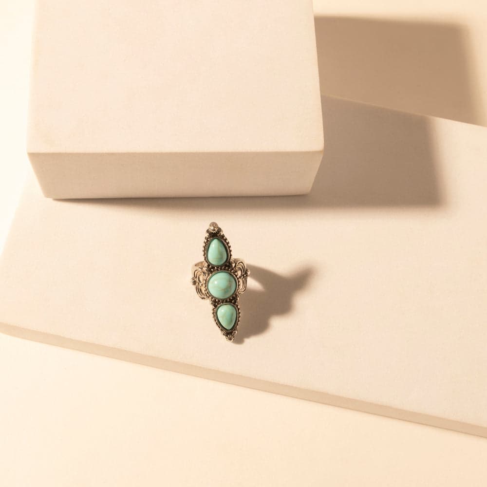 Myra Wildfire Turquoise adjustable Ring for Women with turquoise detail for premium western wear - Turquoise - Thumbnail 2