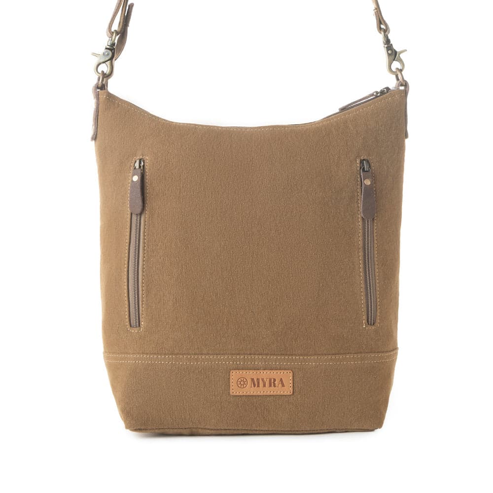 Myra Wild Paisley upcycled canvas concealed Carry Bag for Women in olive with vintage print - Olive - Thumbnail 3