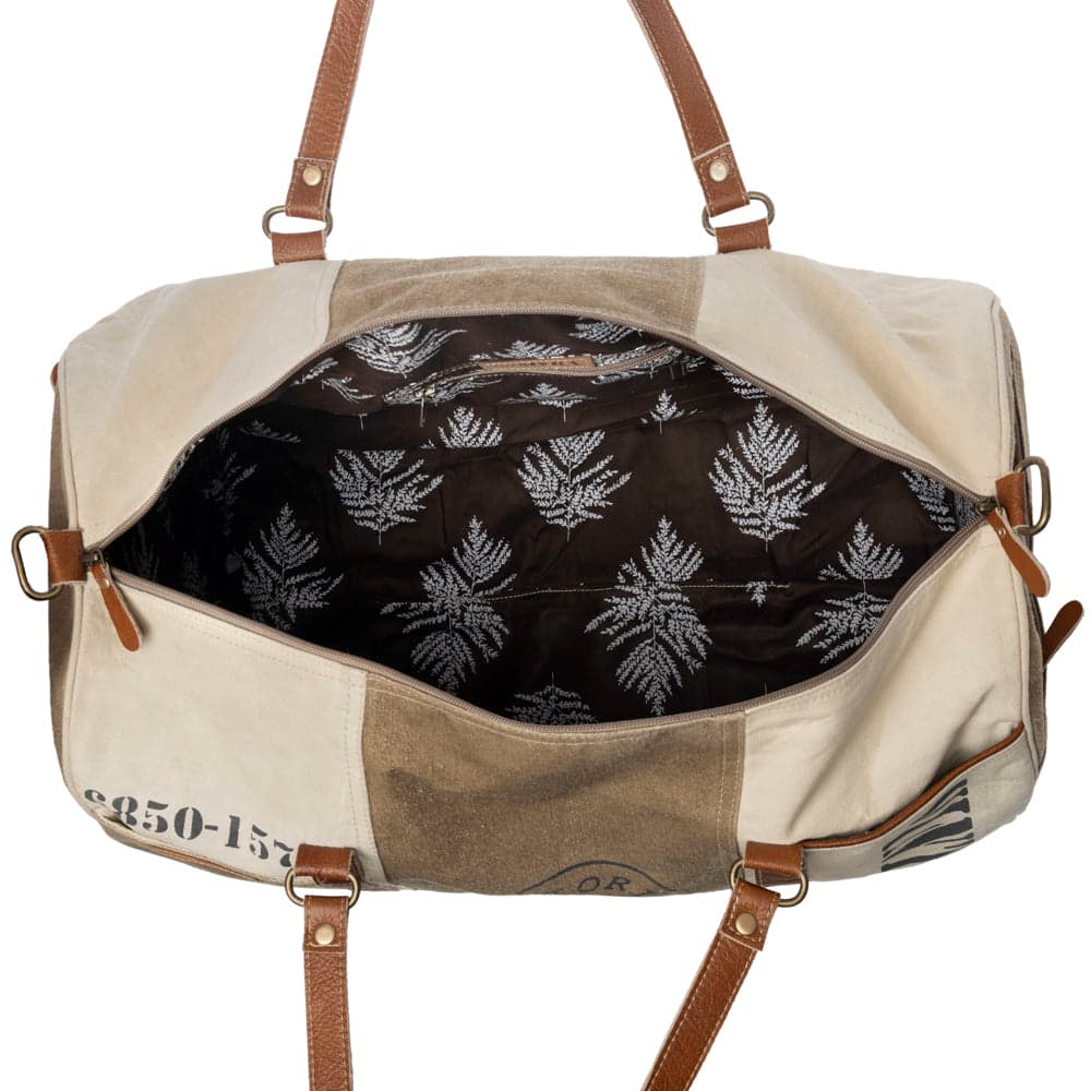 Myra Wandermark Vintage Traveller Bag in olive with leather detail - Olive - Thumbnail 5