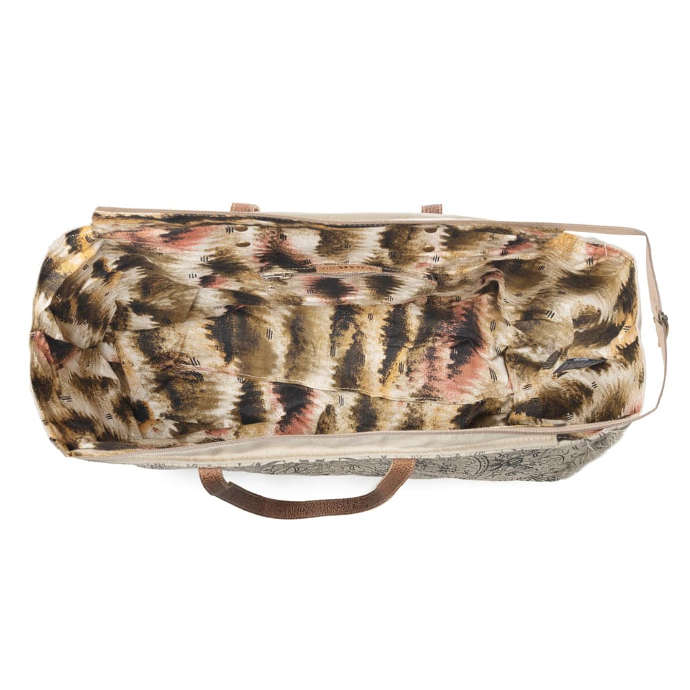 Myra Wildmandala Weekender Bag for Women in ivory with vintage print detail - Ivory - Thumbnail 4