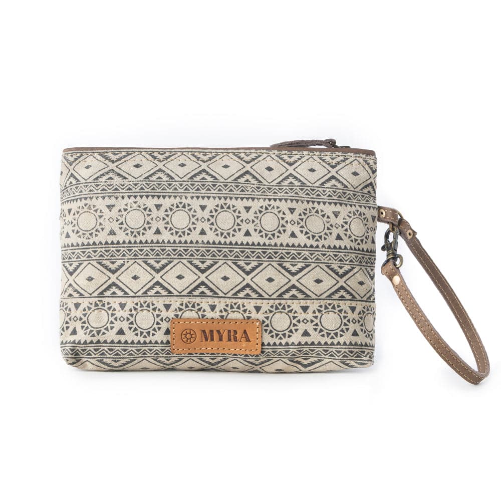 Myra Sundust Vintage Wristlet for Women in ivory with leather detail - Ivory - Thumbnail 3