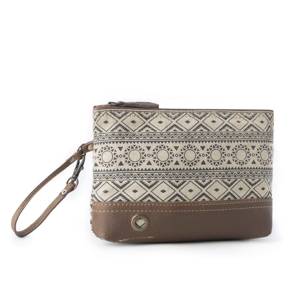 Myra Sundust Vintage Wristlet for Women in ivory with leather detail - Ivory - Thumbnail 2