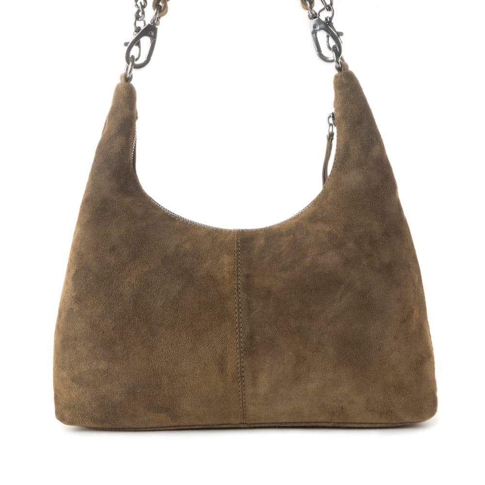 Myra Juniper Trail Genuine Suede Bag for Women in olive with soft finish with extra strap - Olive - Thumbnail 3
