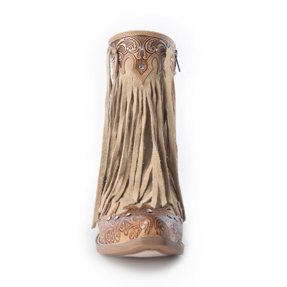 Myra Nashville Nights Fringe Boots for Women in Ember, Handtooled Genuine Leather with Swarovski Stones - Ember / 8 - Thumbnail 4