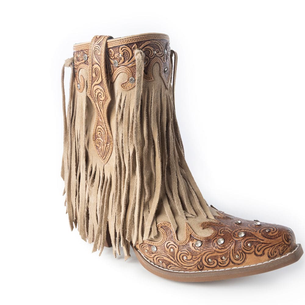 Myra Nashville Nights Fringe Boots for Women in Ember, Handtooled Genuine Leather with Swarovski Stones - Ember / 11 - Thumbnail 7