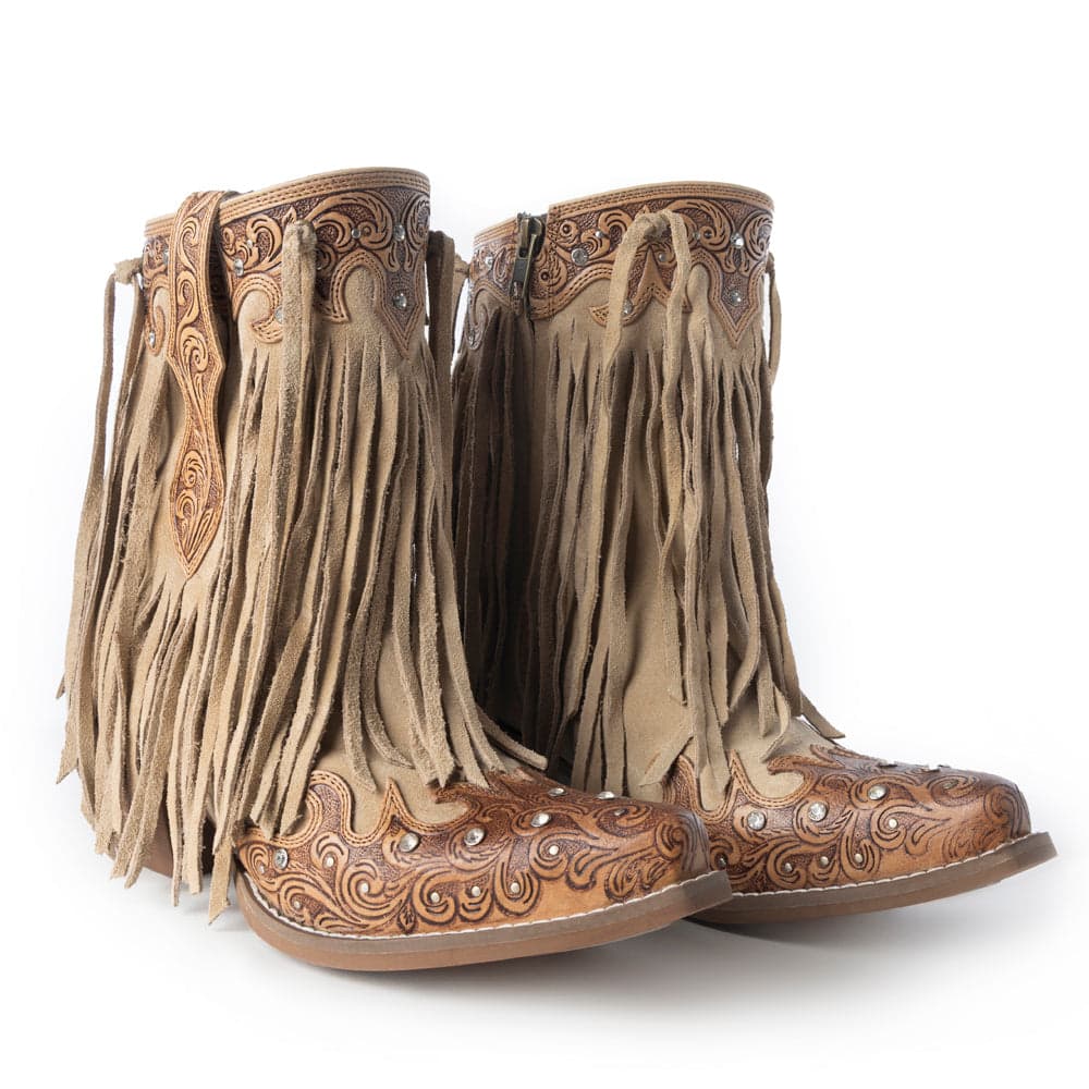 Myra Nashville Nights Fringe Boots for Women in Ember, Handtooled Genuine Leather with Swarovski Stones - Ember / 6 - Thumbnail 2
