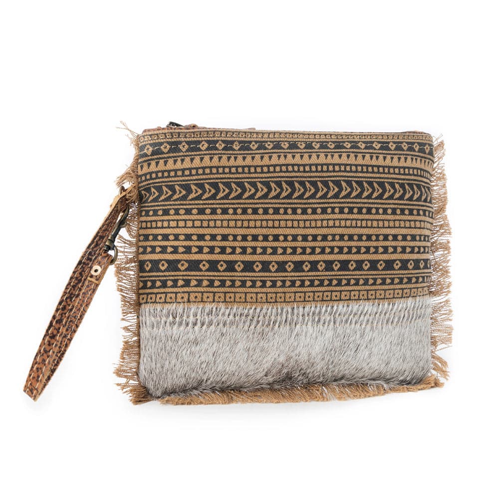 Myra Trailmark Western Wristlet for Women in olive with hairon detail - Olive - Thumbnail 2