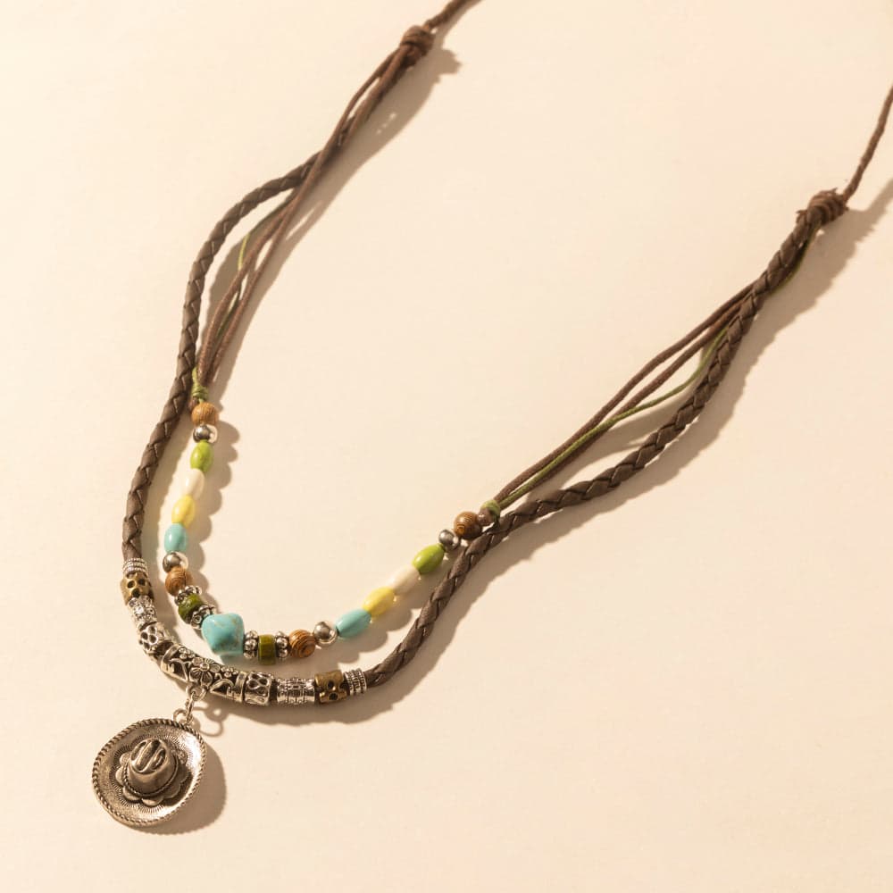 Myra Santa Rosa Beaded Drawstring Necklace for Women with beads and concho detail for western wear - Santa Rosa - Thumbnail 3