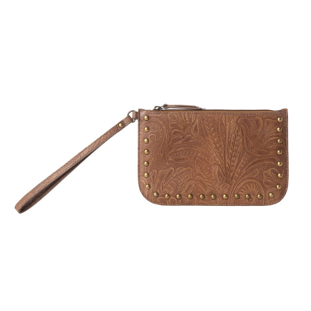 Myra Petalwild Western Wallet for Women in tan with embossed detail - Tan