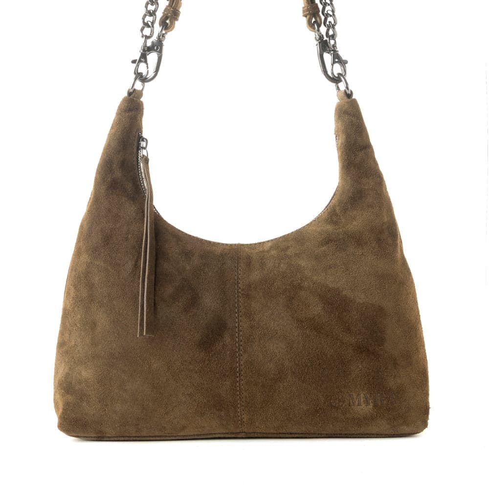 Myra Juniper Trail Genuine Suede Bag for Women in olive with soft finish with extra strap - Olive