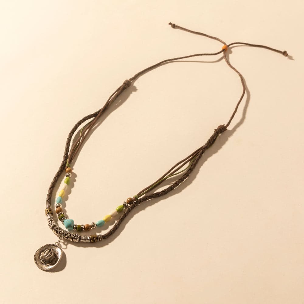 Myra Santa Rosa Beaded Drawstring Necklace for Women with beads and concho detail for western wear - Santa Rosa - Thumbnail 2