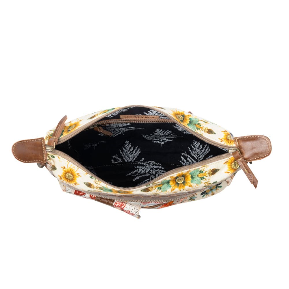 Myra Posy Mesa upcycled canvas Bag for Women in beige with floral detail - Beige Floral - Thumbnail 5