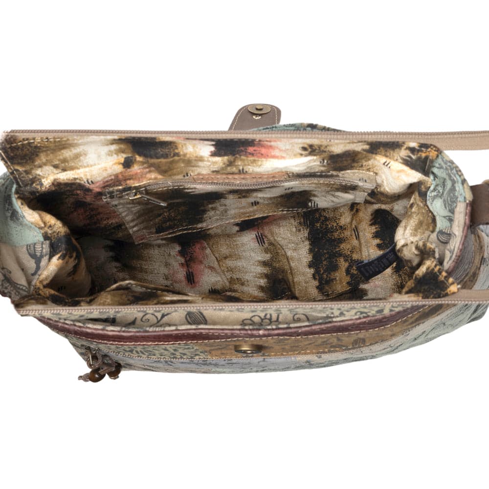 Myra Sageweave Vintage Shoulder Bag for Women in sage with patch detail - Sage - Thumbnail 5