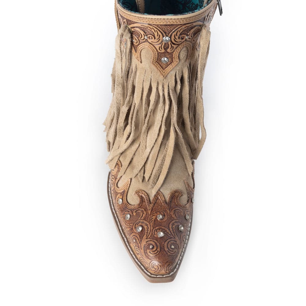 Myra Nashville Nights Fringe Boots for Women in Ember, Handtooled Genuine Leather with Swarovski Stones - Ember / 11 - Thumbnail 6
