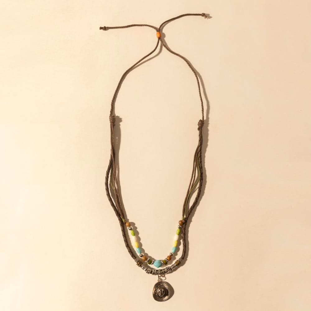 Myra Santa Rosa Beaded Drawstring Necklace for Women with beads and concho detail for western wear - Santa Rosa
