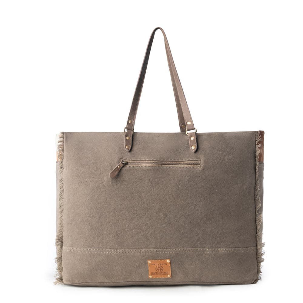 Myra Ranger Hide Western Weekender Bag for Women in olive with hairon detail - Olive - Thumbnail 3