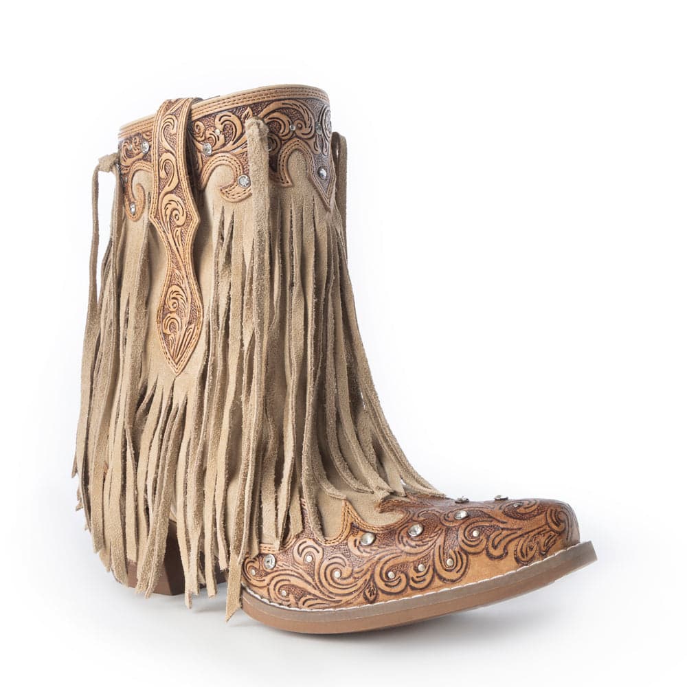 Myra Nashville Nights Fringe Boots for Women in Ember, Handtooled Genuine Leather with Swarovski Stones - Ember / 10 - Thumbnail 3