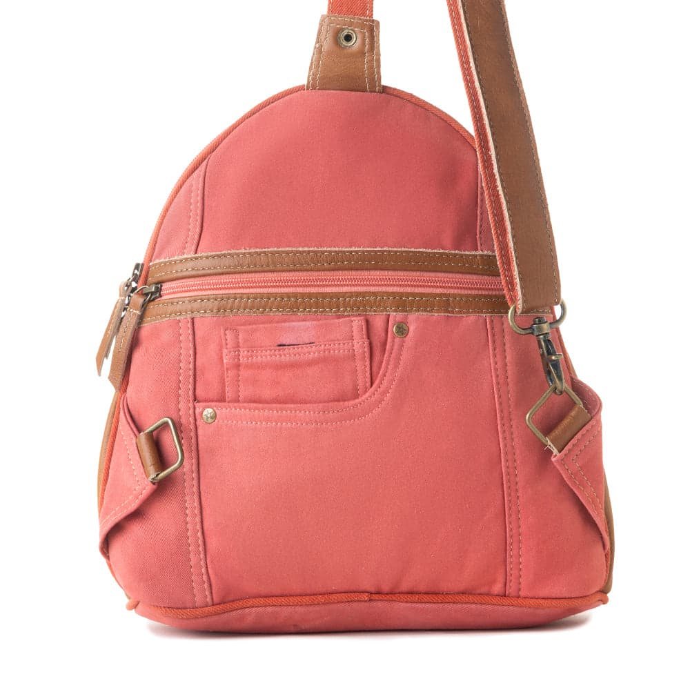Myra Bandit Denim Fanny Pack Bag for Women in rust with canvas and Front Pocket - Rust - Thumbnail 3