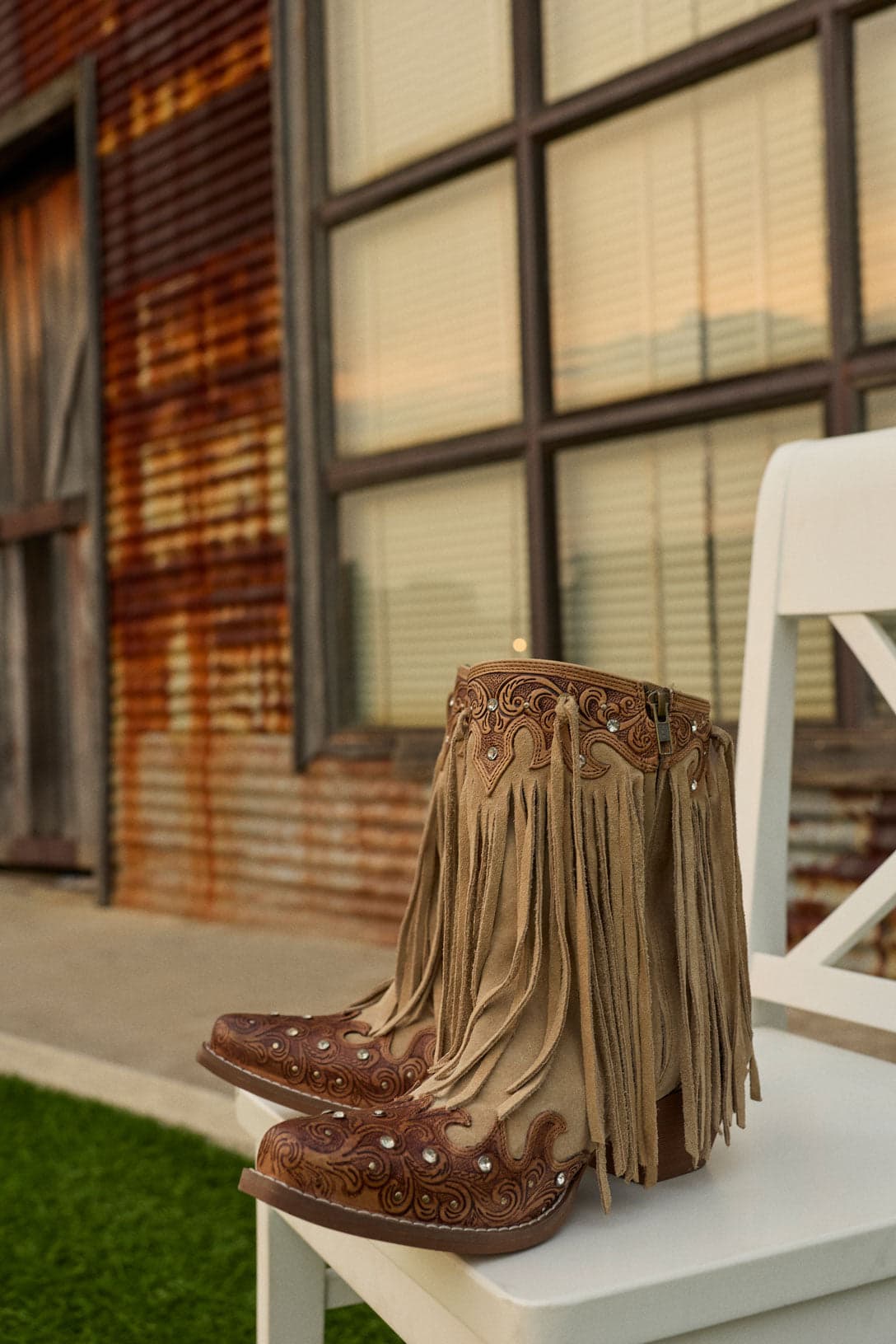 Myra Nashville Nights Fringe Boots for Women in Ember, Handtooled Genuine Leather with Swarovski Stones - Ember / 11 - Thumbnail 10