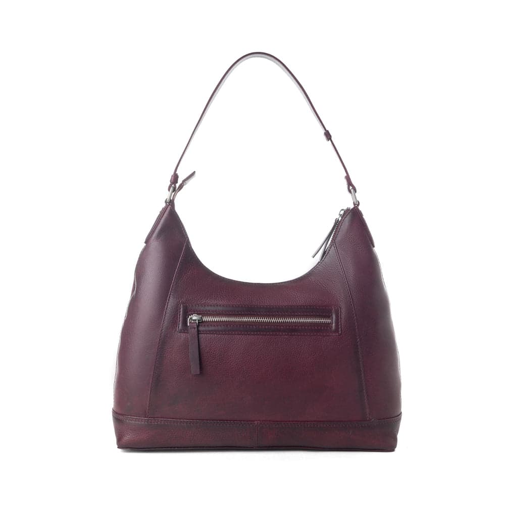 Myra Zidana Marlowe Dusk Veg Tanned Leather Bag in Deep Plum - Deep Plum - Thumbnail 3