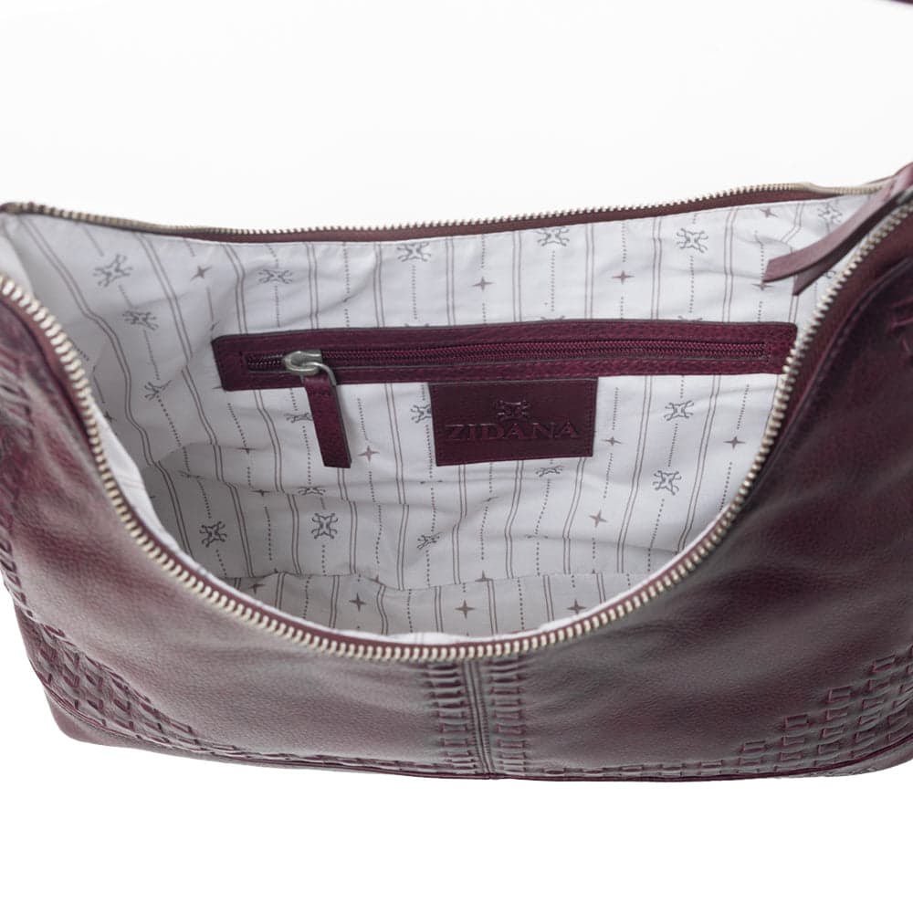 Myra Zidana Marlowe Dusk Veg Tanned Leather Bag in Deep Plum - Deep Plum - Thumbnail 4
