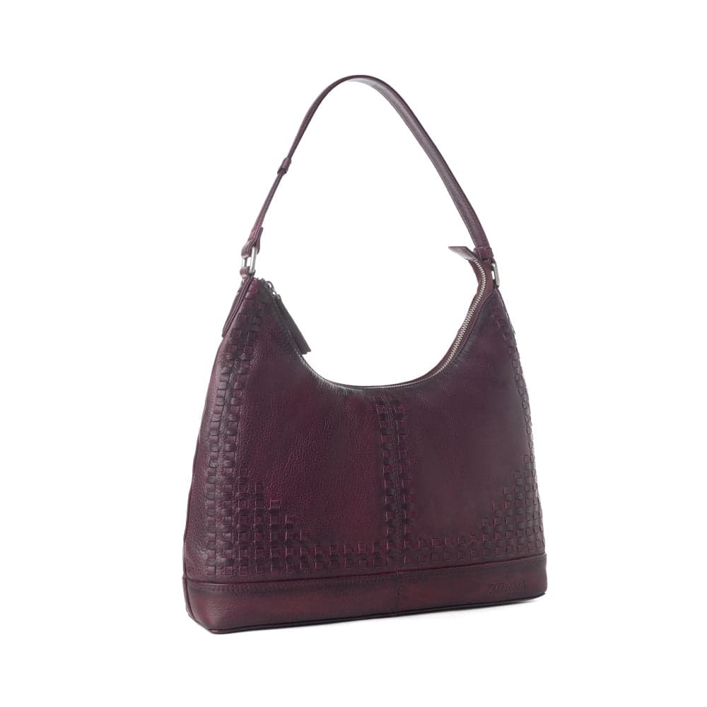 Myra Zidana Marlowe Dusk Veg Tanned Leather Bag in Deep Plum - Deep Plum - Thumbnail 2