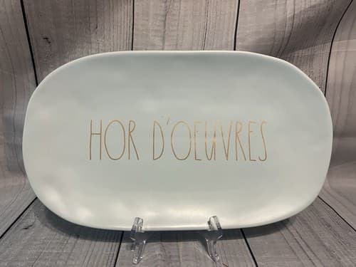 NEW Rae Dunn HOR D’OEUVRES Platter 15” Blue Gold Letters
