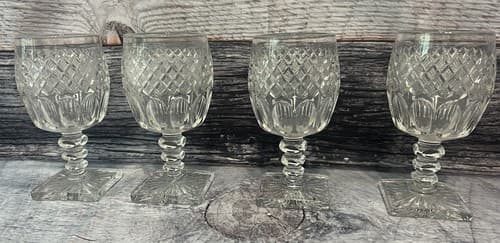 4 Vintage Westmoreland Water Goblets - Waterford Pattern 8oz Square Footed- 1932