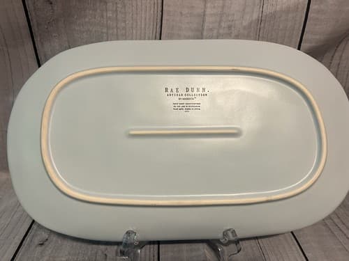 NEW Rae Dunn HOR D’OEUVRES Platter 15” Blue Gold Letters - Thumbnail 3