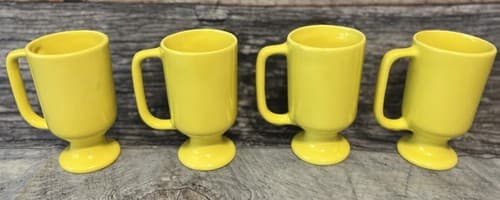 Set of 4~Vintage USA Yellow Cup Hyalyn Mixed Fruit Design Decal 923 - Thumbnail 3