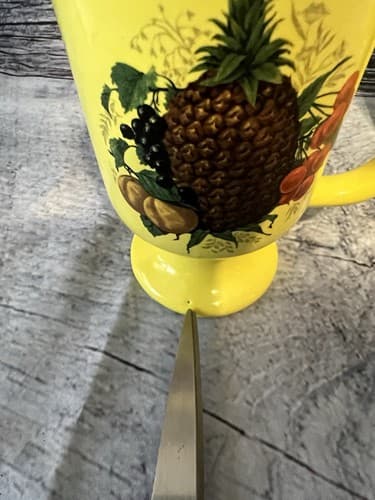 Set of 4~Vintage USA Yellow Cup Hyalyn Mixed Fruit Design Decal 923 - Thumbnail 8