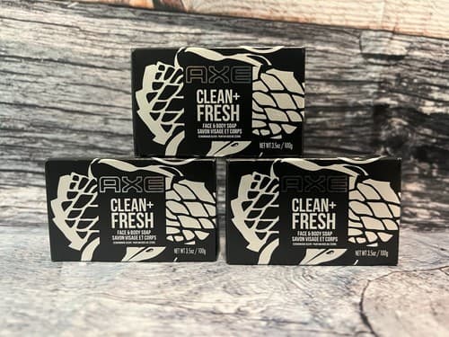 AXE Clean+Fresh Face & Body Soap Cedarwood Scent New Sealed (3)Bars For Men