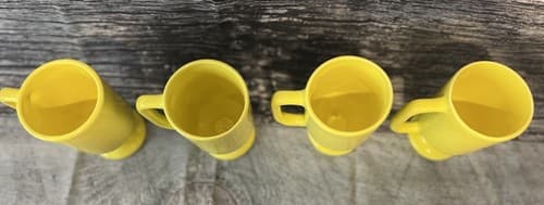 Set of 4~Vintage USA Yellow Cup Hyalyn Mixed Fruit Design Decal 923 - Thumbnail 4
