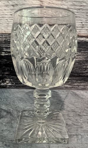 4 Vintage Westmoreland Water Goblets - Waterford Pattern 8oz Square Footed- 1932 - Thumbnail 2