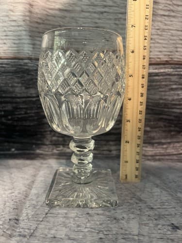 4 Vintage Westmoreland Water Goblets - Waterford Pattern 8oz Square Footed- 1932 - Thumbnail 5