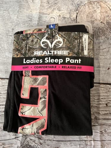 Realtree Ladies Sleep Pant, Relaxed Fit, Black or Pink, Camouflage