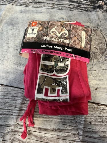 Realtree Ladies Sleep Pant, Relaxed Fit, Black or Pink, Camouflage - Thumbnail 2